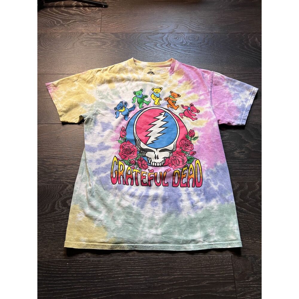 Grateful Dead Tie Dye Dancing Bears Skull Graphic T Shirt Size M